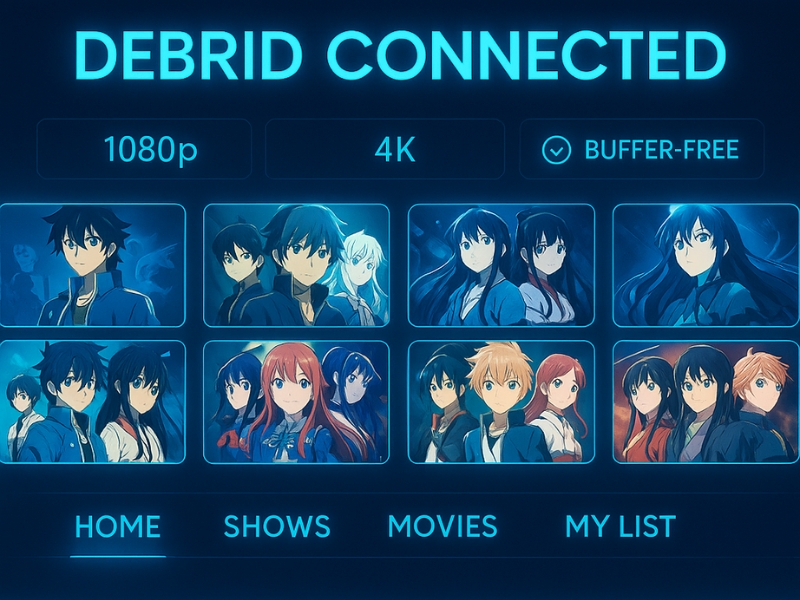 Debrid anime streaming interface in 4K