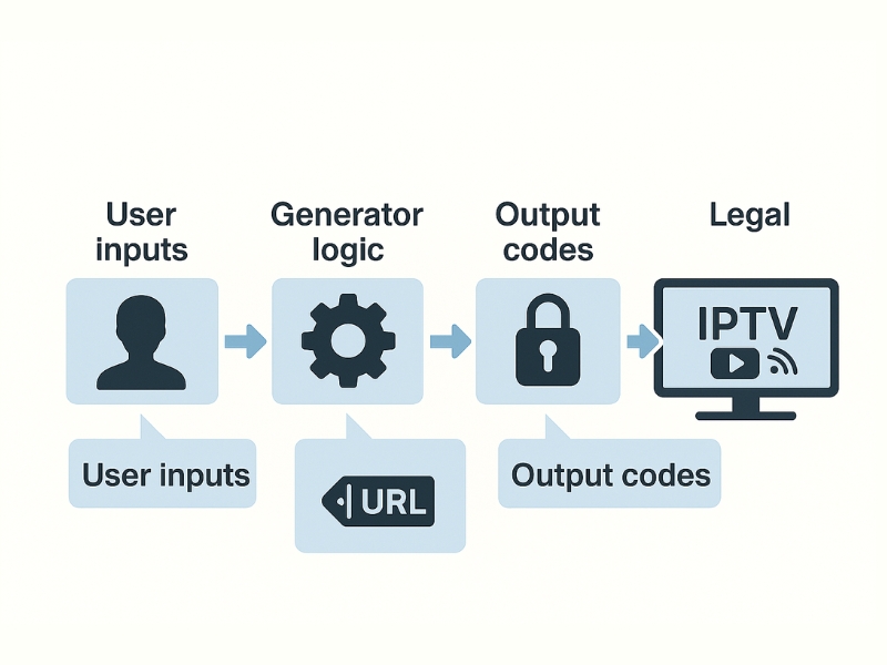 Diagram explaining how a typical Xtream Codes generator produces access credentials