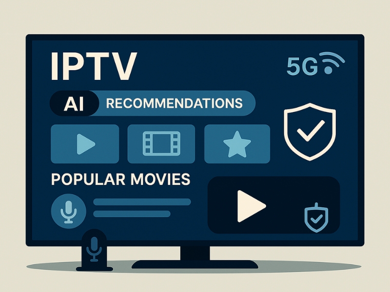Illustration of IPTV trends in 2025 including AI and secure streaming