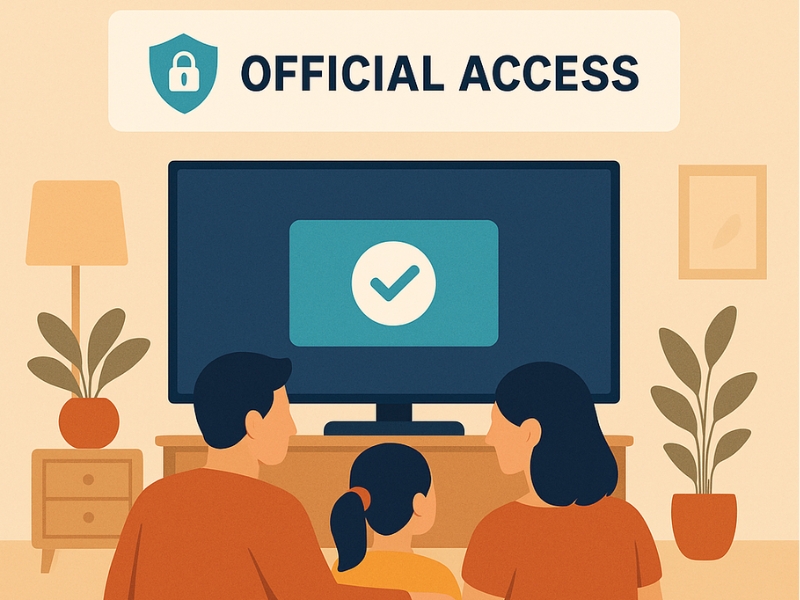 Legal IPTV access through official apps and subscription services.