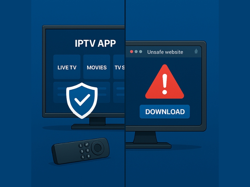 Comparison between legal Xtream IPTV sources and risky free downloads

